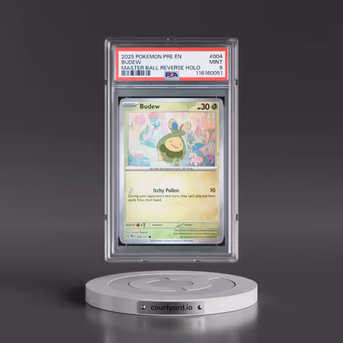 2025 Pokémon Pre EN-Prismatic Evolutions #004 Budew - Reverse Holo Master Ball (PSA 9 MINT)