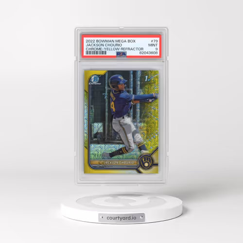 2022 Bowman Mega Box Chrome #79 Jackson Chourio - Yellow Refractor (PSA 9 MINT)