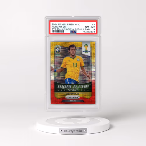 2014 Panini Prizm World Cup Stars #7 Neymar Jr. - Yellow & Red Pulsar (PSA 8 NM-MT)