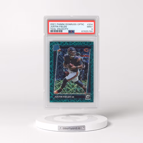 2021 Panini Donruss Optic #204 Justin Fields - Green Velocity (PSA 9 MINT)