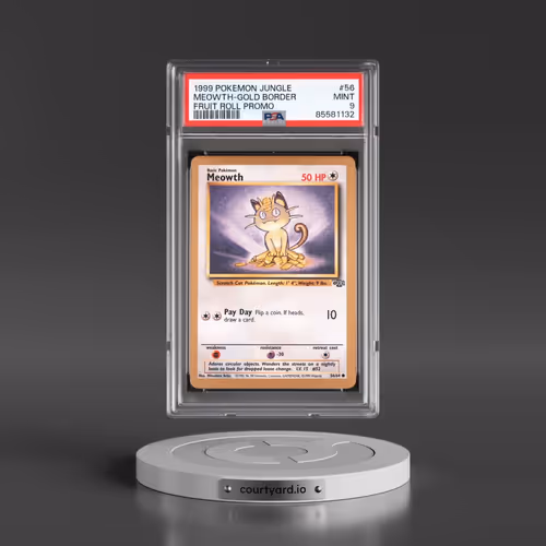 1999 Pokémon Jungle Promo #56 Meowth-Gold Border - Fruit Roll Promo (PSA 9 MINT)
