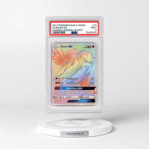 2017 Pokémon Sun & Moon Shining Legends #74 Entei GX - Holo Full Art Secret (PSA 9 MINT)