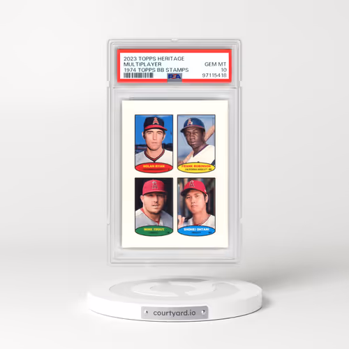 2023 Topps Heritage 1974 Topps Baseball Stamps Frank Robinson/Mike Trout/Nolan Ryan/Shohei Ohtani (PSA 10 GEM MINT)