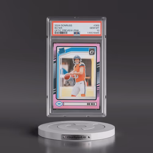 2024 Panini Donruss #369 Bo Nix - Optic Preview-Pink (PSA 10 GEM MINT)