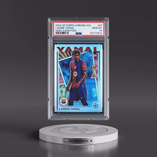 2024-25 Topps Chrome UEFA Club Competitions #27 Lamine Yamal - Hero Variation (PSA 10 GEM MINT)