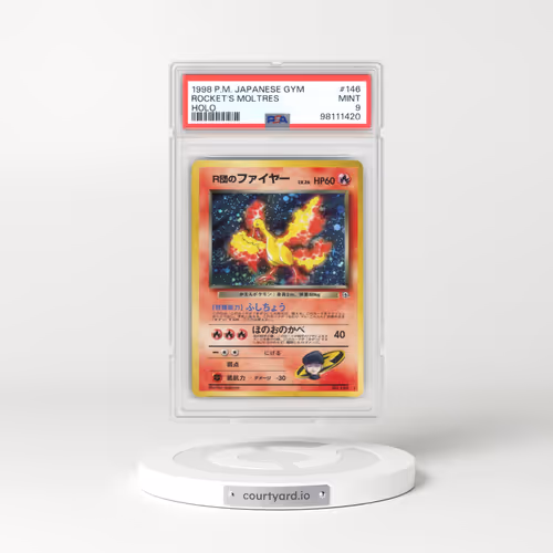 1998 Japanese Gym Booster 1: Leaders' Stadium #146 Rocket's Moltres - Holo (PSA 9 MINT)