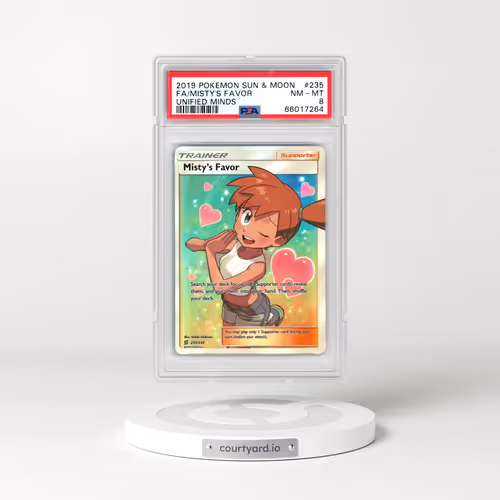 2019 Pokémon Sun & Moon Unified Minds #235 Misty's Favor - Full Art (PSA 8 NM-MT)