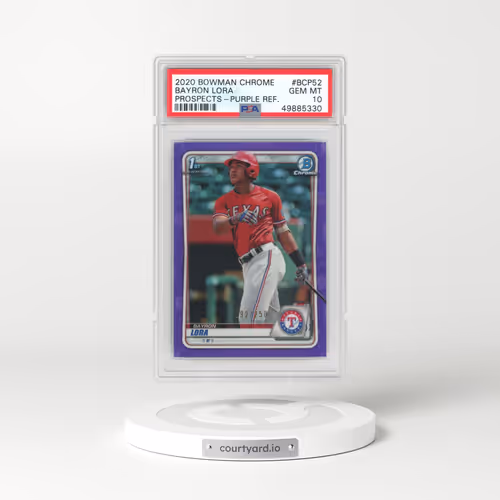 2020 Bowman Chrome Prospects #BCP52 Bayron Lora - Purple Refractor (PSA 10 GEM MINT)