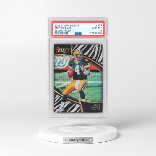 2018 Panini Select #273 Brett Favre - Zebra Prizm (PSA 10 GEM MINT)