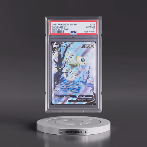 2021 Pokémon Sword & Shield Fusion Strike #245 Celebi V - Holo Full Art (PSA 10 GEM MINT)