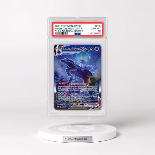 2021 Pokémon Sword & Shield Chilling Reign #205 Shadow Rider Calyrex Vmax - Full Art Secret (PSA 10