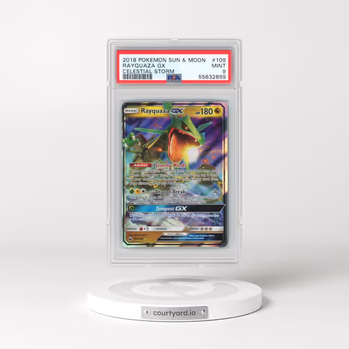 2018 Pokémon Sun & Moon Celestial Storm #109 Rayquaza GX - Holo (PSA 9 MINT)