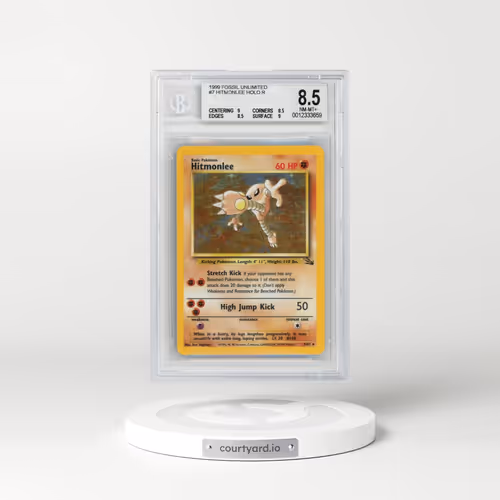 1999 Fossil #7 Hitmonlee - Galaxy Star Holo (BGS 8.5 NM-MT+)