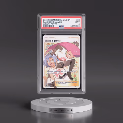 2019 Pokémon Sun & Moon Hidden Fates #68 Jessie & James - Full Art (PSA 9 MINT)