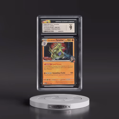 2025 Destined Rivals - DRI EN #096/182 Team Rocket's Tyranitar - Prerelease Cosmos Holo (CGC 9 MINT)