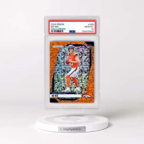 2024 Panini Prizm #309 Bo Nix - Disco Prizm (PSA 10 GEM MINT)