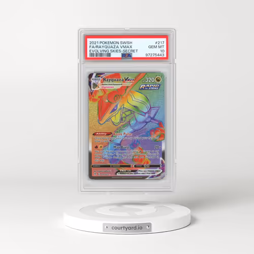 2021 Pokémon Sword & Shield Evolving Skies #217 Rayquaza Vmax - Full Art Secret (PSA 10 GEM MINT)