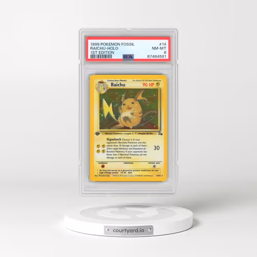 1999 Pokémon Fossil #14 Raichu - 1st Edition Holo (PSA 8 NM-MT)