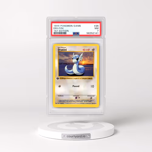 1999 Pokémon Game #26 Dratini - 1st Edition (PSA 7 NM)
