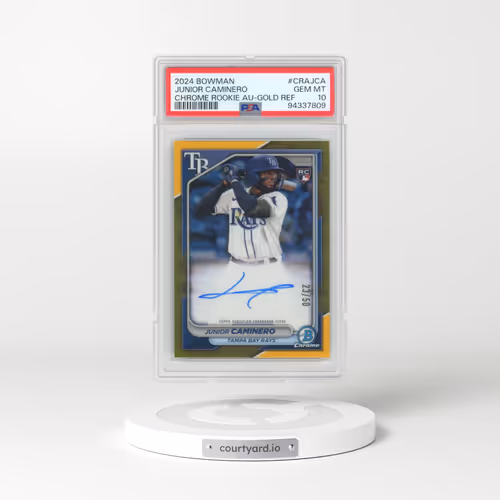 2024 Bowman Chrome Rookie Autographs #CRAJCA Junior Caminero - Gold Refractor (PSA 10 GEM MINT)