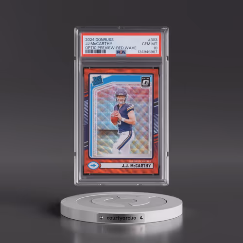 2024 Panini Donruss #303 JJ McCarthy - Optic Preview-Red Wave (PSA 10 GEM MINT)