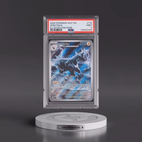 2025 Pokémon Wht EN-White Flare #115 Zebstrika - Illustration Rare (PSA 9 MINT)