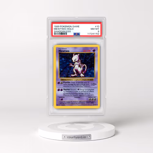 1999 Pokémon Game #10 Mewtwo - Holo Shadowless (PSA 8 NM-MT)
