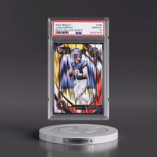 2024 Panini Select #246 JJ McCarthy - Red & Yellow Shock (PSA 10 GEM MINT)