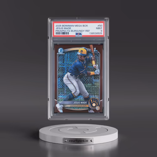 2025 Bowman Mega Box Chrome Prospects #50 Jesus Made - Burgundy Refractor (PSA 9 MINT)