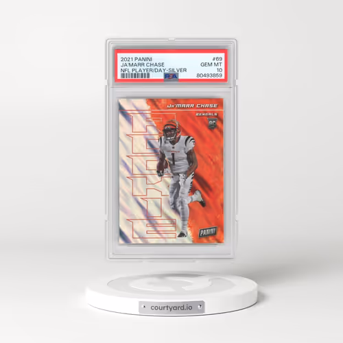 2021 Panini NFL Player of the Day #69 JA'Marr Chase - Silver (PSA 10 GEM MINT)