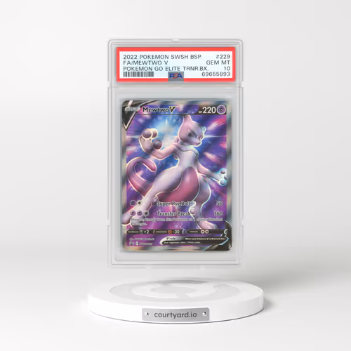 2022 Pokémon Swsh Black Star Promo #229 Mewtwo V - Holo Full Art Pokemon Go Elite Trainer Box (PSA 10 GEM MINT)