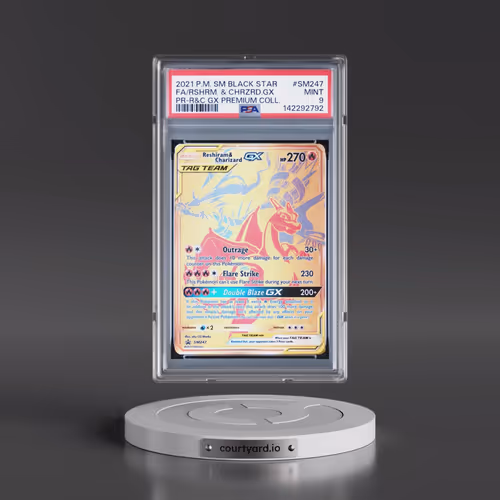 2021 Pokémon SM Black Star Promo #SM247 Reshiram & Charizard GX - Holo Full Art Reshiram & Charizard
