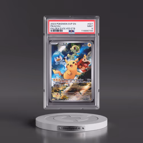 2023 Pokémon Svp EN-SV Black Star Promo #027 Pikachu - Paldea Evolved Elite Trainer Box (PSA 9 MINT)