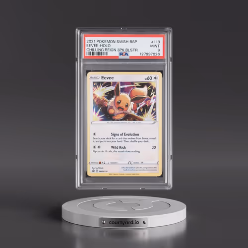 2021 Pokémon Swsh Black Star Promo #118 Eevee - Holo Chilling Reign Three Pack Blisters (PSA 9 MINT)