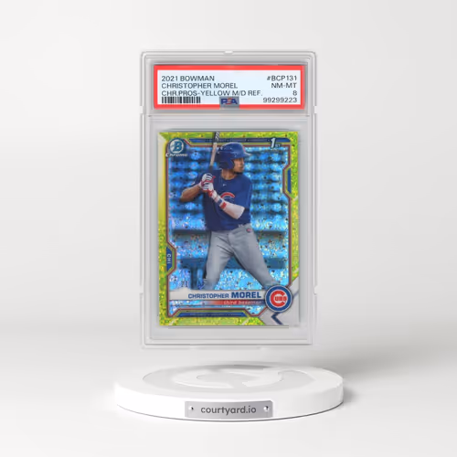 2021 Bowman Chrome Prospects #BCP131 Christopher Morel - Yellow Mini Diamond Refractor (PSA 8 NM-MT)
