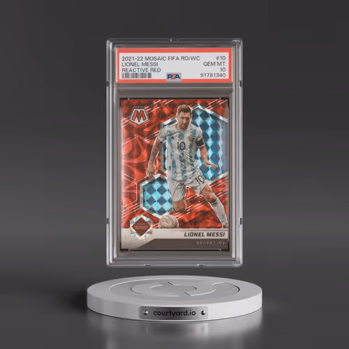 2021-2022 Panini Mosaic FIFA Road to World Cup #10 Lionel Messi - Reactive Red (PSA 10 GEM MINT)