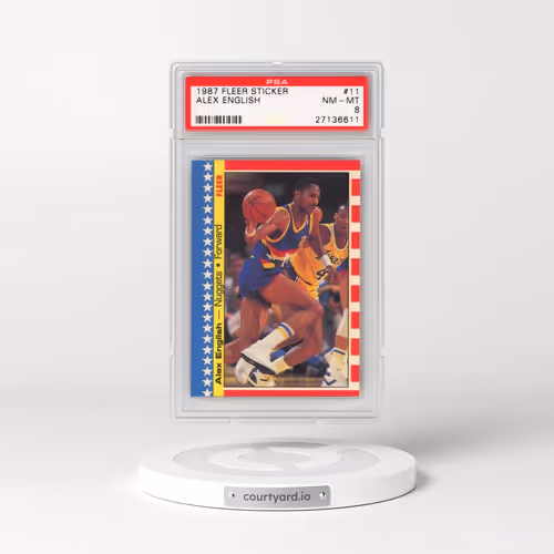 1987 Fleer Sticker #11 Alex English (PSA 8 NM-MT)