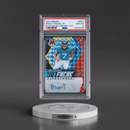 2024 Panini Mosaic in Focus Signatures #IFBTJ Brian Thomas Jr. - Fusion Red & Yellow Choice (PSA 10