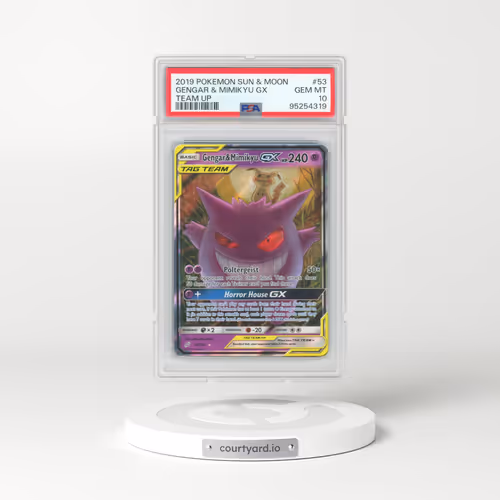 2019 Pokémon Sun & Moon Team Up #53 Gengar & Mimikyu GX - Holo (PSA 10 GEM MINT)