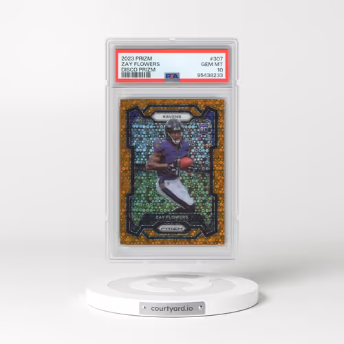 2023 Panini Prizm #307 Zay Flowers - Disco Prizm (PSA 10 GEM MINT)