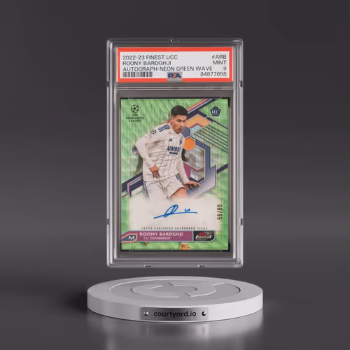 2022-23 Topps Finest UEFA Club Competitions Autographs #ARB Roony Bardghji - Neon Green Wave (PSA 9