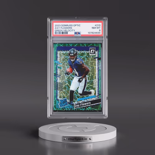 2023 Panini Donruss Optic #210 Zay Flowers - Green Velocity (PSA 8 NM-MT)