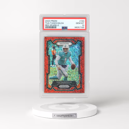 2023 Panini Prizm #190 Tua Tagovailoa - Red Sparkle (PSA 10 GEM MINT)