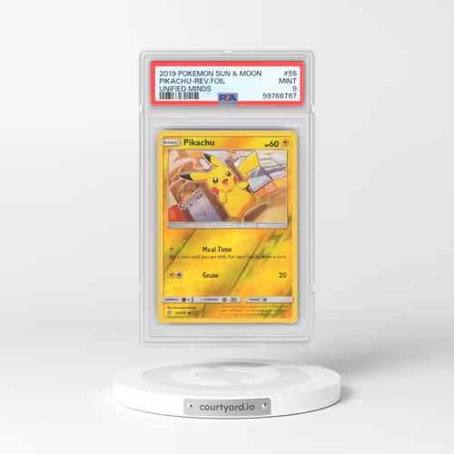 2019 Pokémon Sun & Moon Unified Minds #55 Pikachu - Reverse Foil (PSA 9 MINT)