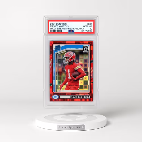 2024 Panini Donruss #398 Xavier Worthy - Optic Preview-Red Pandora (PSA 10 GEM MINT)