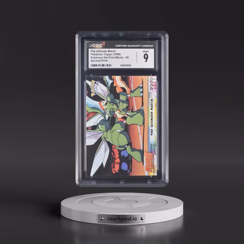 1999 Pokémon the First Movie #34 The Ultimate Match - Second Print (Black Topps Logo) (CGC 9 MINT)