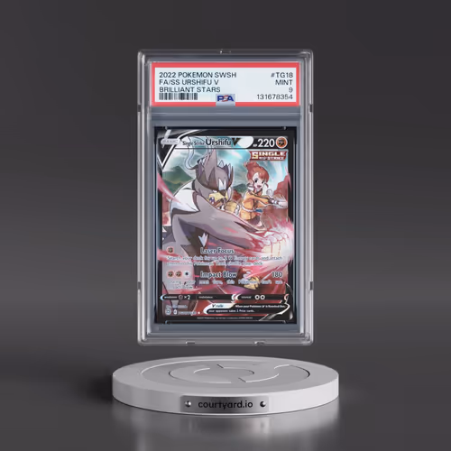 2022 Pokémon Sword & Shield Brilliant Stars #TG18 Single Strike Urshifu V - Holo Full Art (PSA 9 MIN