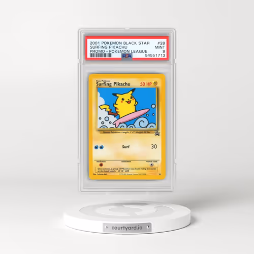 2001 Pokémon Promo Black Star #28 Surfing Pikachu - Pokemon League (PSA 9 MINT)