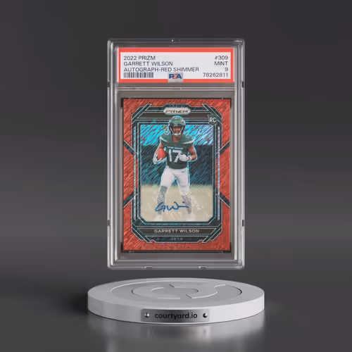 2022 Panini Prizm #309 Garrett Wilson - Autograph-Red Shimmer (PSA 9 MINT)