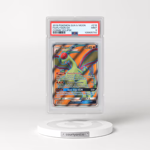 2019 Pokémon Sun & Moon Cosmic Eclipse #218 Flygon GX - Holo Full Art (PSA 9 MINT)